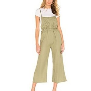 Line & Dot Green Overalls adjustable cinch waist wide leg